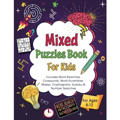 Abbildung von Mixed Puzzles Book For Kids Ages 8 12: Includes Sudoku, Word Searches, Crosswords, Mazes, Cryptograms, and More