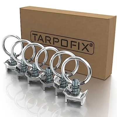 Abbildung von Tarpofix® Airlineschiene Fitting Ring (6 Stück) Airline Zurröse mit 900 daN (900kg) Tragfähigkeit Einfachendbeschlag für Zurrschienen Flugösen zur Ladungssicherung in Anhänger &amp; PKW