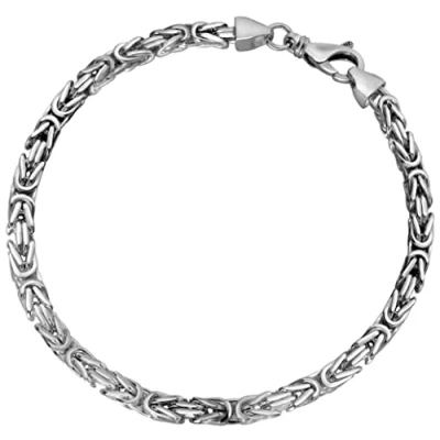 Abbildung von Avesano Königskette Armband Herren 925 Sterling Silber, Königsketten Mann, 925er Silberarmband mit Schmuck Box, Länge 21cm, Breite 4mm, 102096 021