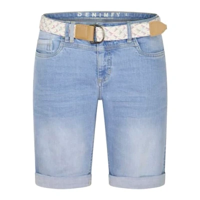 Abbildung von DENIMFY Jeans Shorts Damen mit Gürtel Regular Fit DFLena Kurze Hose Short Sommer Denim Stretch Basic Einfarbig, Größe:S, Farben:Light Blue (L182)