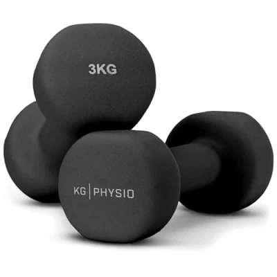 Abbildung von KG Physio Hantelset mit A3 Übungsposter Neopren Kurzhanteln 2er Set Fitness Gewichte aus Gusseisen Hantel Set, Schweißabweisendes Kurzhantelset für Frauen und Männer Hanteln 1kg 10kg