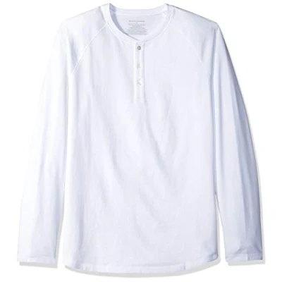 Abbildung von Amazon Essentials Herren Henley Shirt mit Langen Ärmeln und normaler Passform (erhältlich in Big &amp; Tall), Weiß, M