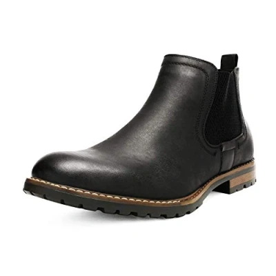Abbildung von Bruno Marc Herren Chelsea Boots Wildleder Stiefel Stiefeletten Anzugstiefel Business Stiefeletten,Size 43.5,Schwarz,Philly 2