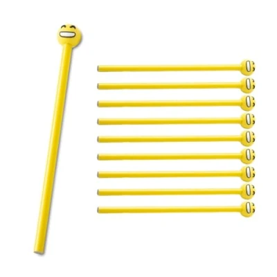 Abbildung von WPRO 10er Set Bleistift Happy mit Smiley Aufsatz lachend, Sonnenbrille, Herz Motiv Cartoon Emoji Kinder Geburtstag Geschenk Jungen+Mädchen Mitgebsel Liebe