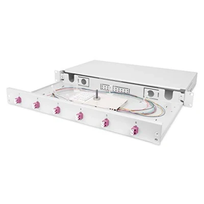 Abbildung von DIGITUS LWL Spleißbox 6 Kupplungen LC OM4 1HE 19 Zoll Multi Mode Duplex Mit Spleiß Kassette Rack Einbau
