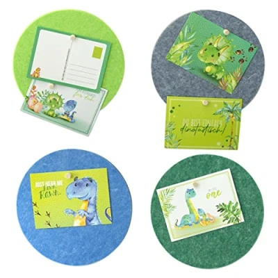 Abbildung von Papierdrachen 4 Pinnwand Tafeln mit 6 Postkarten Kinderzimmerdeko aus Filz zum Aufhängen Selbstklebende Wanddeko inkl. 12 Pins Motivationssprüche Dinosaurier Set 5