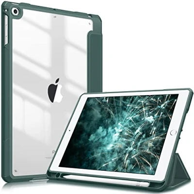 Abbildung von Fintie Hybrid Hülle mit Stifthalter für iPad 6. Generation 2018/ 5. Gen 2017/ Air 2/ 9.7&quot; Stoßfeste Schutzhülle transparenter Hartschale auf der Rückseite, Dunkelgrün
