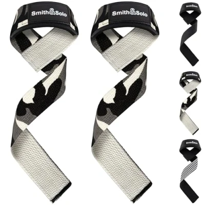 Abbildung von Smith &amp; Solo Zughilfen Krafttraining Frauen und Männer, Zughilfe Lifting Straps, Griffhilfen für Kraftsport Gym Bodybuilding, Fitness Zubehör Griffhilfe (Camouflage)