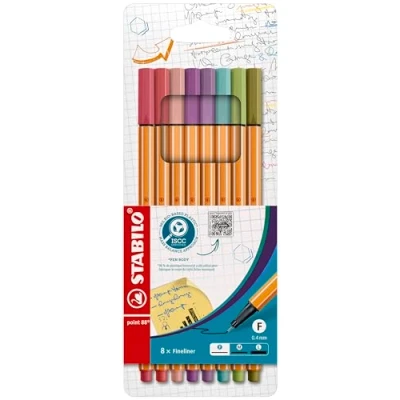 Abbildung von Fineliner STABILO point 88 8er Pack mit 8 verschiedenen Farben