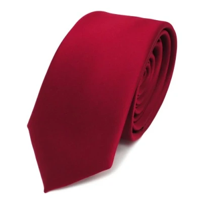 Abbildung von TigerTie Herren Krawatte 6 cm schmale Satin Tie in rot karminrot einfarbig uni Business, festliche Veranstaltungen und Freizeit