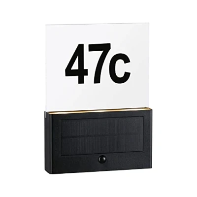 Abbildung von Paulmann 94725 LED Solar Hausnummernleuchte Neda Bewegungsmelder insektenfreundlich IP44 2200K 30lm Anthrazit Goldlicht Kunststoff