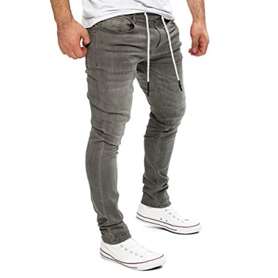 Abbildung von Yazubi Erik Herren Sweathose in Jeansoptik Jogginghose Slim Fit Graue Jeanshosen Männer Stretch, Grau (Dark Gull Gray 180403), W40/L30