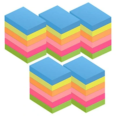 Abbildung von ZCZN Haftnotizen 51 x 38 mm Sticky Notes in 6 Neonfarben, Klebezettel Selbstklebende Haftnotizzettel 100 Blatt/Block, 30 Blöcke