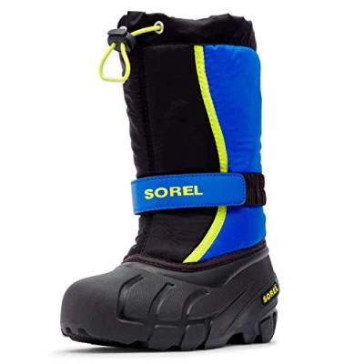 Abbildung von Sorel Youth Flurry Snowboot/Winterstiefel für Kinder, Größe: 30, Black/super blue Schuhe
