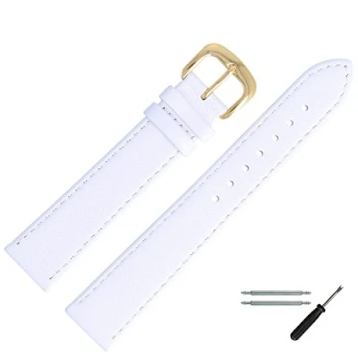 Abbildung von MARBURGER Uhrenarmband 20mm Leder Weiss Gold Glatt Mit Naht Montage Set 7592020000220