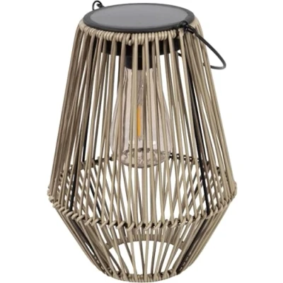 Abbildung von Gadgy Solarlampe für außen Garten Wasserdichte solar Leuchte draußen Laterne Rattan Optik Gartenleuchten beige