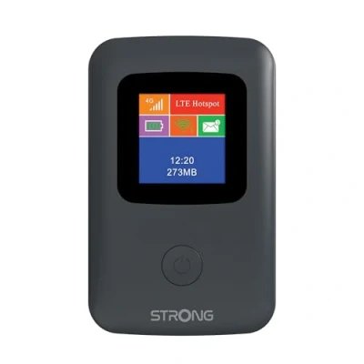 Abbildung von STRONG 4G Router 150 Mobiler Hotspot mit Display bis zu Mbps WLAN Verbindung für 10 Geräte Kompaktes Design ideal Reisen, Messen, Studenten Einfache Installation schwarz