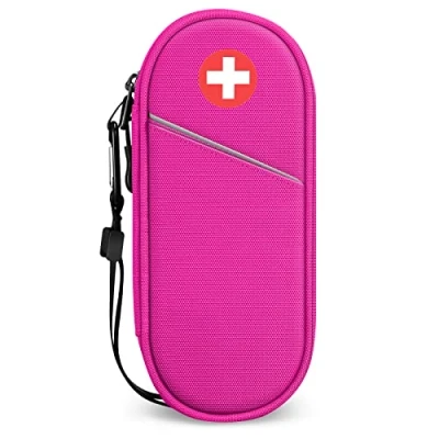 Abbildung von SITHON EpiPen Medical Tragetasche, tragbare Notfalltasche Isolierte Medikament Tasche Organizer für 2 EpiPens, Asthma Inhalator, Anti Histamin, Auvi Q, Allergy Medicine Essentials, (ZB Rosenrot)