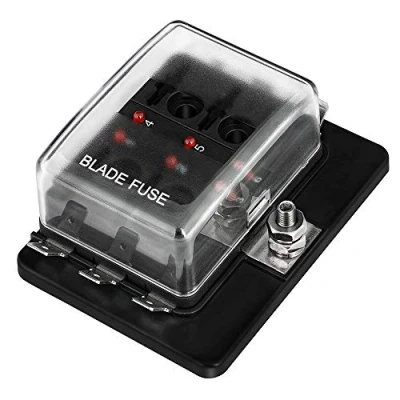 Abbildung von Jtron 6 Fach Sicherungshalter Kfz, ATO Sicherungskasten mit LED Anzeige kfz sicherungshalter,DC 12V 32V Sicherungsblock für KFZ,Boot,Marine,SUV