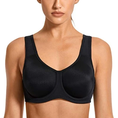 Abbildung von syrokan Damen Max Control massiv High Impact Plus Größe Bügel Sport BH, schwarz, Size EU 90E
