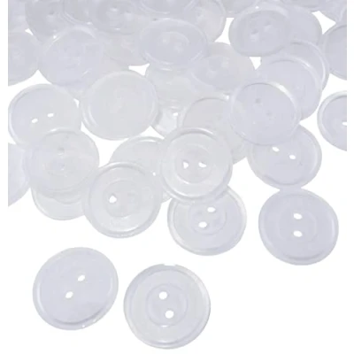 Abbildung von AERZETIX C56857 100 Stück runde Nähknöpfe Ø17x2 mm mit 2 löchern Farbe weiß transparent aus kunststoff Öffnung 1.5 fashion nähen kleidung dekoration