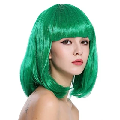 Abbildung von WIG ME UP 0073 3 PC18 Perücke Damenperücke Karneval Longbob Bob schulterlang glatt Pony grün