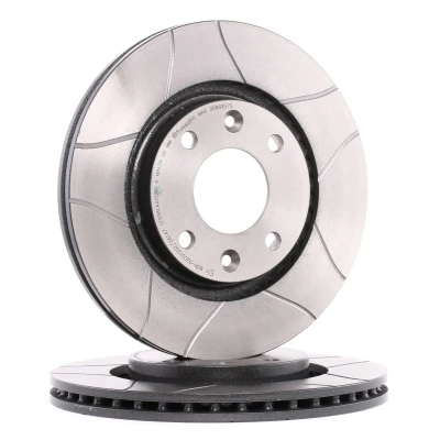 Abbildung von BREMBO MAX LINE 09.8695.75 Bremsscheibe 22 innenbelüftet, geschlitzt beschichtet mit Schrauben PEUGEOT: 307 Hatchback, 2008 Estate, 208 I Hatchback