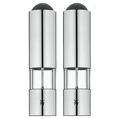 Abbildung von WMF elektrische Mühle Set 2 teilig, 21 cm, Salz und Pfeffermühle unbefüllt, LED Leuchte, Cromargan Edelstahl matt, Glas, Keramikmahlwerk