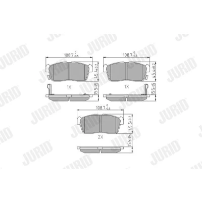 Abbildung von JURID 572471J Bremsbelagsatz mit akustischer Verschleißwarnung ohne Zubehör SUZUKI: Ignis 2, Alto VII, I, DAIHATSU: Sirion II, Cuore 6, 7