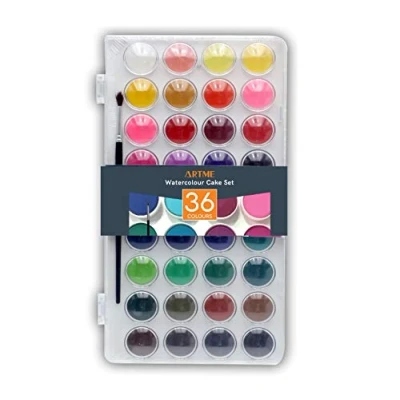 Abbildung von Artme Wasserfarben 36 Farben mit einem Künstlerpinsel Aquarell Kuchen Set