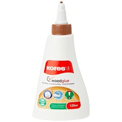 Abbildung von Kores K75725 Holzleim, 125 ml Flasche mit Dispenserkappe, weiß