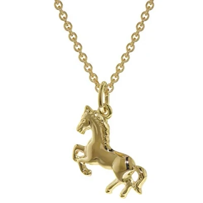 Abbildung von trendor Pferd Anhänger Gold 333 mit plattierter Kette für Mädchen 35808 42 cm