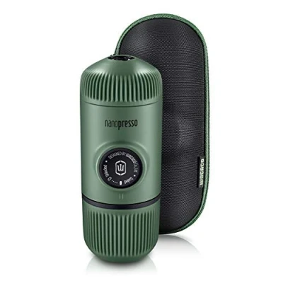Abbildung von WACACO Nanopresso Tragbare Espressomaschine, mit S Etui, Upgrade Version von Minipresso, Reisekaffeemaschine, Manuell Betrieben (Neue Elemente Moosgrün)