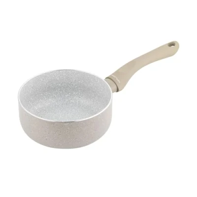 Abbildung von FLORINA Aluminium Kasserolle ISLA 16 CM 1,1L Kleiner Kochtopf mit Antihaftbeschichtung Schnelles und gleichmäßiges Erhitzen Soft Touch Griff Ästhetisches Design, Grau