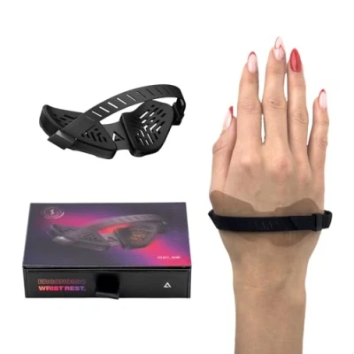 Abbildung von DELTAHUB Carpio G2.0 ergonomische Handgelenkauflage für Rechtshänder, mit Silikonband, Handgelenkstütze, Reduziert Überstreckung, Ermüdung &amp; Handgelenkschmerz, leichtes Gleiten Large/Schwarz