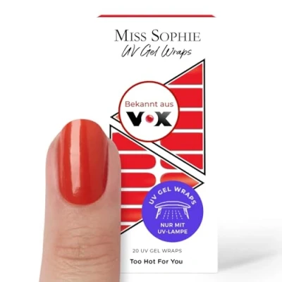 Abbildung von Original Miss Sophie UV Gel Nagelfolien I 20 ultra dünne Nagellack Streifen Too Hot For You Hält auf Natur sowie lackierten, Acryl , &amp; Shellac Nägeln