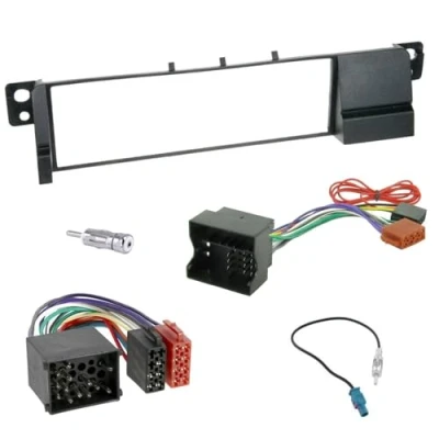 Abbildung von Sound way 2 DIN Autoradio RadioRahmen RadioBlende, ISO Kabel, Schlüssel, Antenneadapter kompatibel mit BMW 3er E46, E36