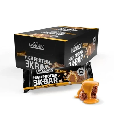 Abbildung von Layenberger 3K Protein Bar Crunchy Fitness Riegel viel Eiweiß, wenig Zucker 15er Pack (15 x 45 g) Brownie Caramel