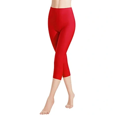 Abbildung von Libella 1er Pack Damen Leggings 3/4 Hose aus Baumwolle Capri mit Hohe Taille bunt Slim Fit Fitnesshose Mehrfarbig 4161 Rot L