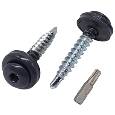 Abbildung von (250 Stück) Metall Dachdeckschrauben Torx 4,8x35 mm Lackierte selbstbohrende Schrauben mit EPDM Unterlegscheiben, Blechschraube (250, Anthrazitgrau RAL 7016)