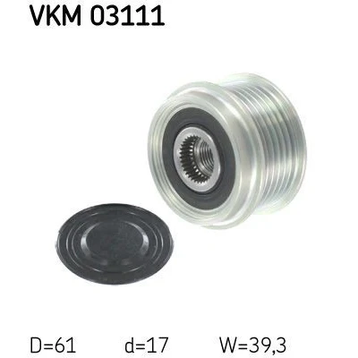 Abbildung von SKF VKM 03111 Freilauf Lichtmaschine 39,3 VOLKSWAGEN: Polo IV Hatchback, SKODA: Fabia I 1 Combi