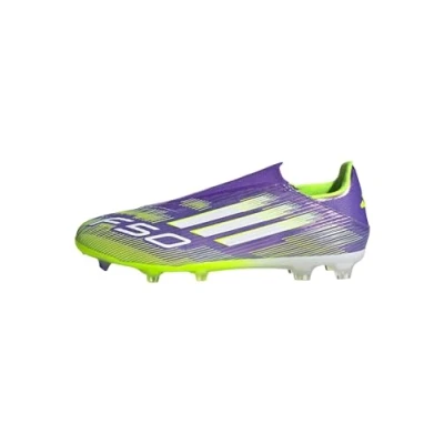 Abbildung von adidas Unisex F50 League Laceless Firm Ground Football Boots Fußballschuhe, Purple Rush/Cloud White/Lucid Lemon, 42 2/3 EU