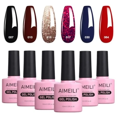 Abbildung von AIMEILI UV LED Gellack mehrfarbig ablösbarer Gel Nagellack Nail Polish Set 6 x 10ml Kit Nummer 21