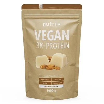 Abbildung von Nutri + Veganes Protein Marzipan 1 kg 83% Eiweiß Proteinpulver Winter laktosefreies Eiweißpulver Low Sugar glutenfrei 1000 g Pulver