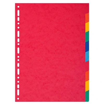 Abbildung von Exacompta 2110E Karton Register Manila in Überbreite für DIN A4 MAXI aus Recyclingkarton 10 teilig volle Höhe 24 x 29,7 cm vollfarbig 2 5 Farben zur Ablage von Prospekthüllen Blauer Engel