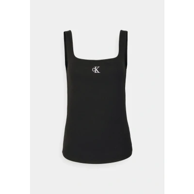 Abbildung von Calvin Klein Damen Tank Top Ck Rib Rundhalsausschnitt, Schwarz (Ck Black), S