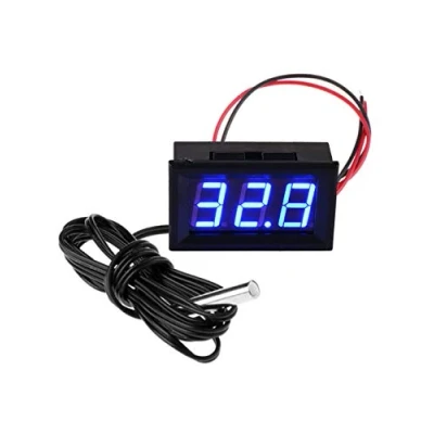 Abbildung von FBBULES Mini Digital Thermometer mit Sonde Temperaturüberwachung für Kühlschrank Aquarium 12V Led Temperature Meter Detector,Blau