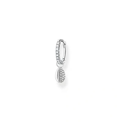 Abbildung von THOMAS SABO Damen Einzel Creole mit weißen Steinen und Muschel silber 925 Sterlingsilber CR697 051 14