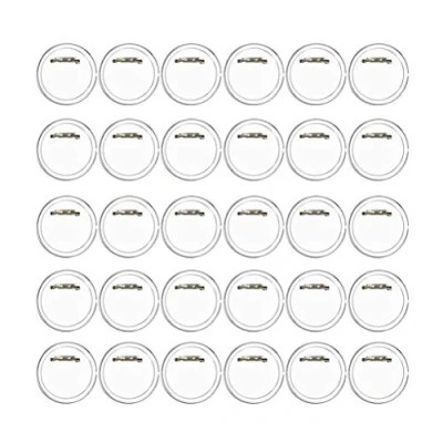 Abbildung von BUYGOO 50PCS Buttons Selber Machen ohne Buttonmaschine Transparente DIY Ansteckbuttons Set Ø38mm mit Anstecknadel Knöpf Anstecknadeln Namensschilder für Foto Bild Kleidung