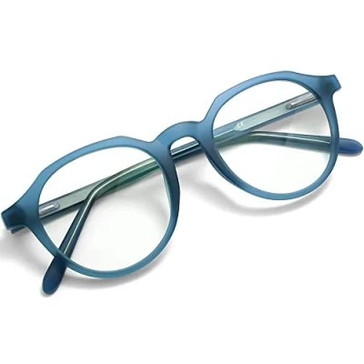 Abbildung von Joopin Mode Blaulichtfilter Brille Herren Damen Runde Blaufilter Ohne stärke und Computerbrille mit Blue Light Glasses for PC TV and Gaming(Blau)